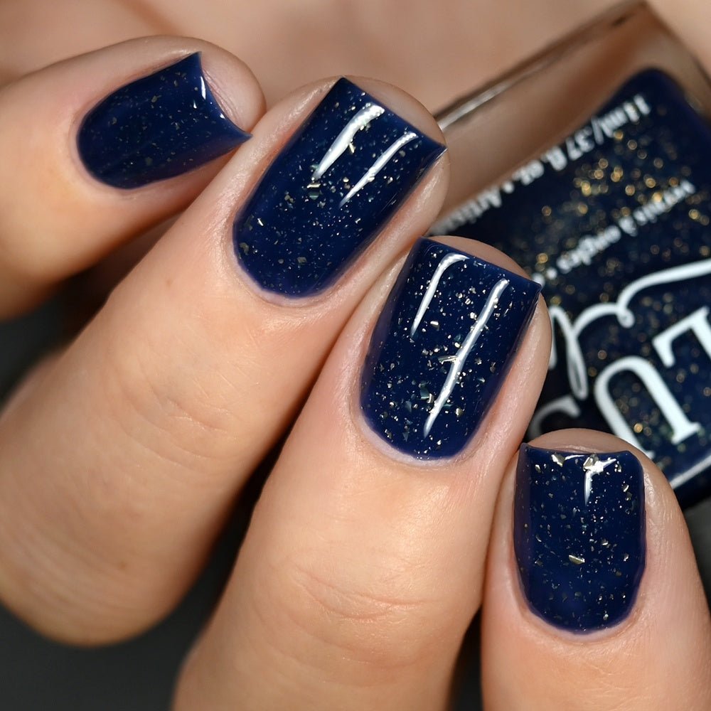 Stars in Our Pockets~ navy blue chrome w/silver and multichrome flakes  Spell nail polish! / Spell Polish